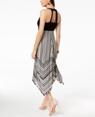 Colorblocked Handkerchief Hem Dress